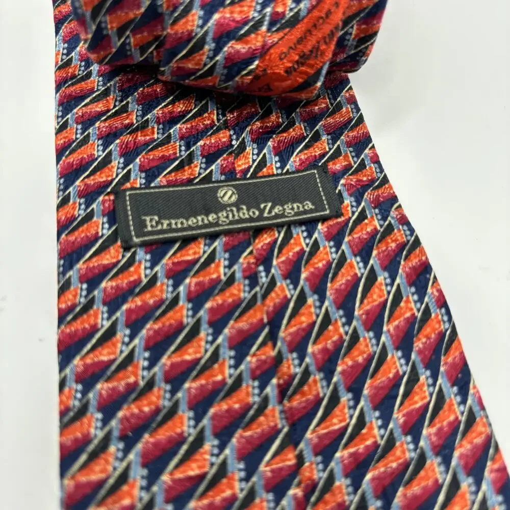 Ermenegildo Zegna Red Blue Waved‎ Patterned 58